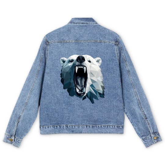 Geometric Style Polar Bear Men's Denim Jackets