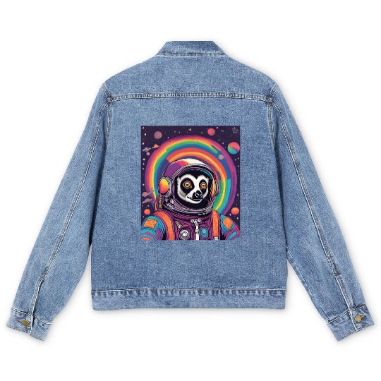 Psychedelic Lemur Astronaut Men's Denim Jackets