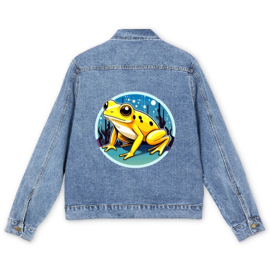 Golden Poison Frog Illustration Men's Denim Jackets
