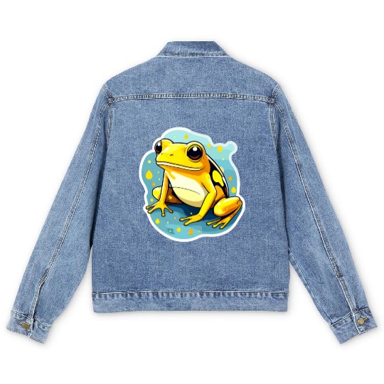 Golden Poison Frog Illustration Men's Denim Jackets