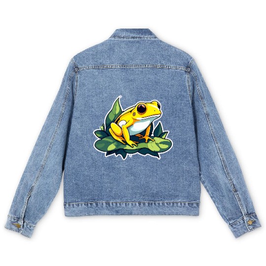 Golden Poison Frog Illustration Men's Denim Jackets