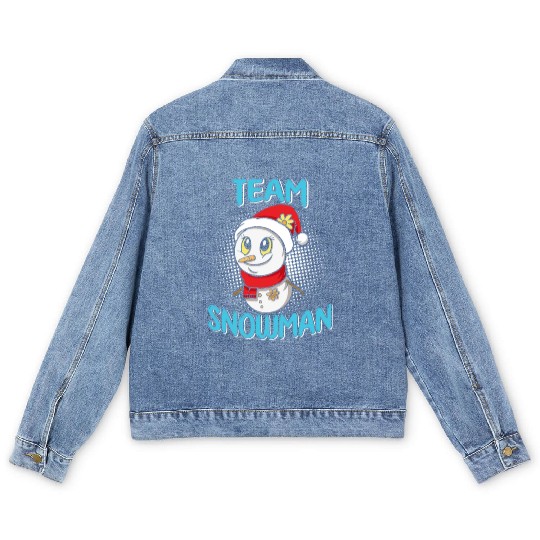 Winter Time Team Snowman Snowmen Snow Lover Men's Denim Jackets