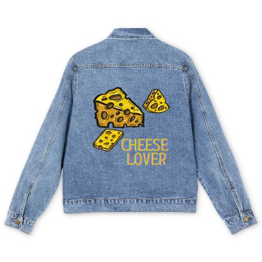 Cheese lover good day holiday street food logo Men's Denim Jackets