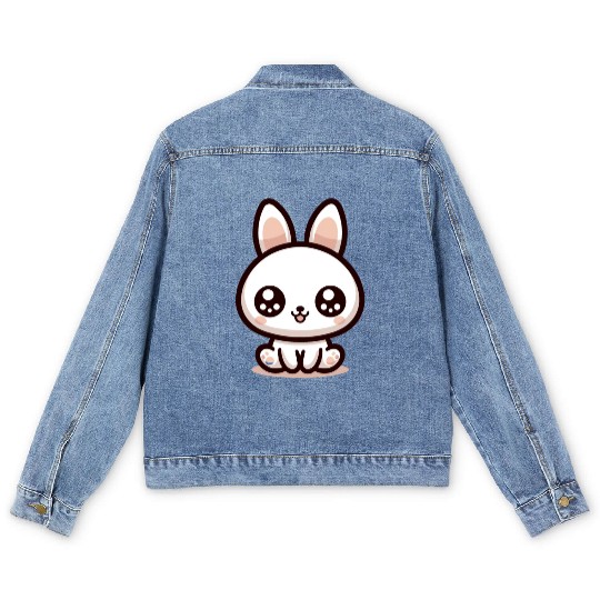 Rabbit Bubble Tea Kawaii Men's Denim Jackets