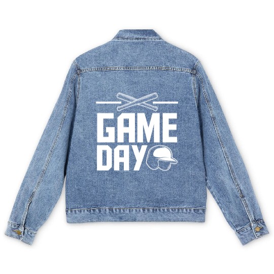Game Day Funny Baseball Gift Men's Denim Jackets