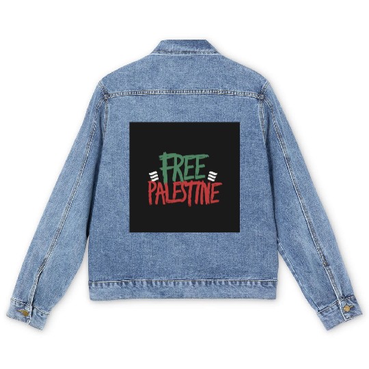 free free Palestine typography 2 Men's Denim Jackets