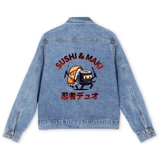 Sushi & Maki: The Ninja Duo Men's Denim Jackets