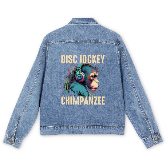 Disc Jockey Chimpanzee Men's Denim Jackets