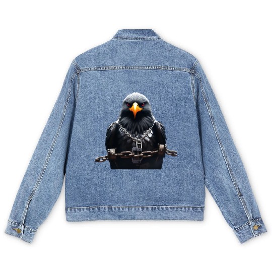 Steel & Storm: Eagle Breaks Through Bars Men's Denim Jackets