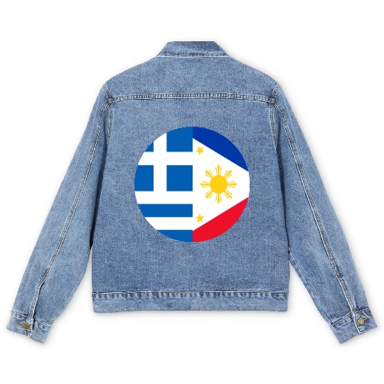 Greek Filipino flags Men's Denim Jackets