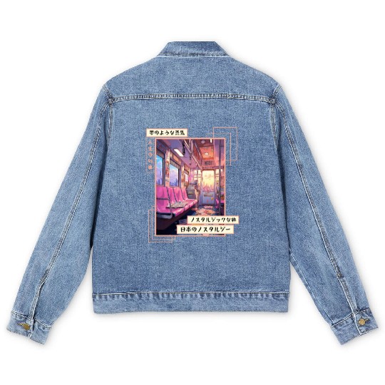 Japanese Aesthetic Subway Streetwear Vaporwave Ret Men's Denim Jackets