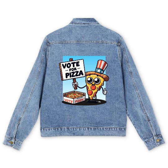 Vote for Pizza Men's Denim Jackets