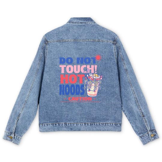 Funny "Do Not Touch Hot Noods" Cup Noodle Graphic Men's Denim Jackets
