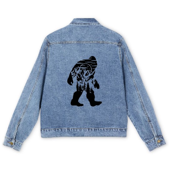 Mountain Wolf Howling Silhouette Men's Denim Jackets