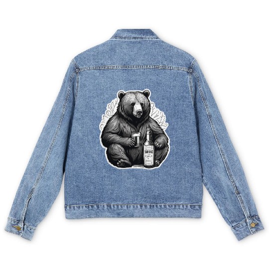 grizzly bear Men's Denim Jackets