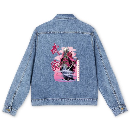 Skeleton Samurai Japanese Streetwear Harajuku Japa Men's Denim Jackets