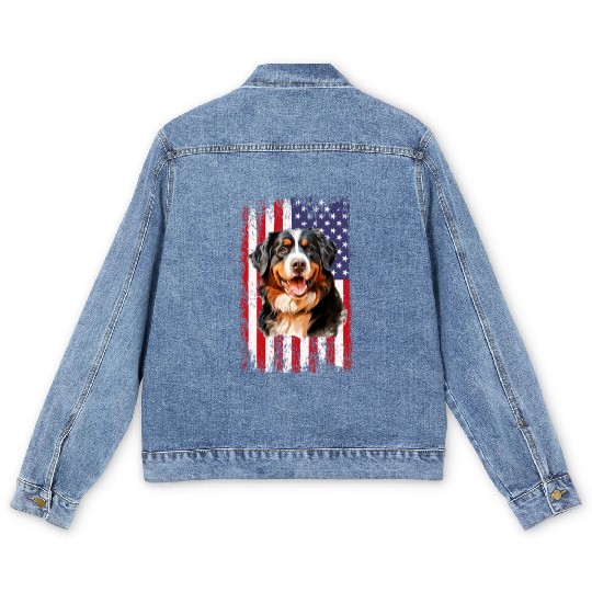 bernese mountain dog Men's Denim Jackets