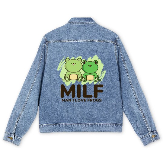 Milf, man I love frogs Men's Denim Jackets