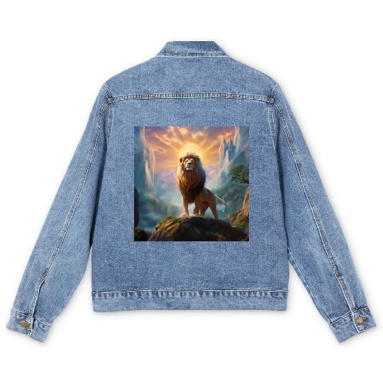 Celestial Lion King Art Print 144 Starseed Men's Denim Jackets