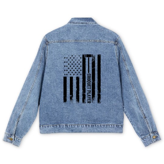 Croquet Player US Flag Croquet Player Men's Denim Jackets
