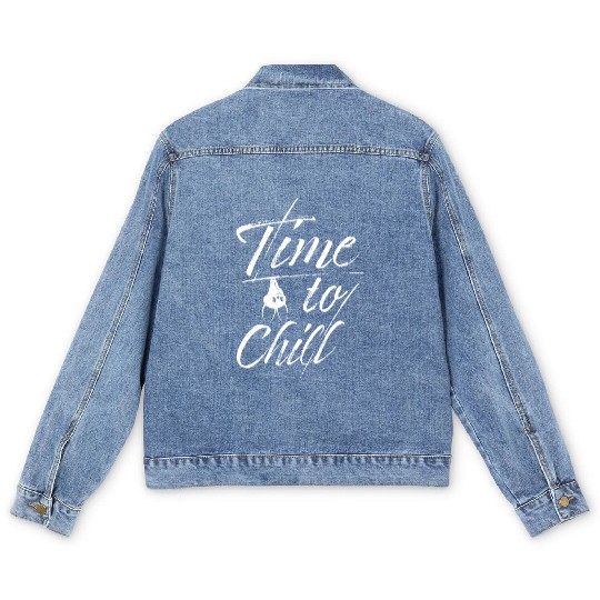 Bat Time To Chill Slogan Men's Denim Jackets