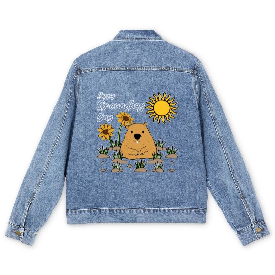 Happy Groundhog Day Animal Spirit Rodent Men's Denim Jackets