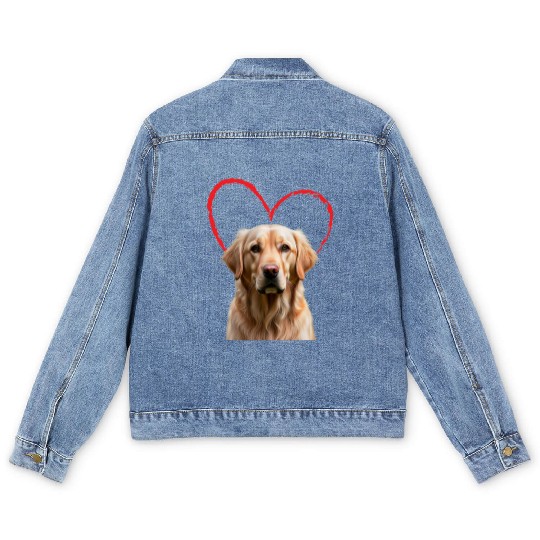 Golden Retriever Embraced by Love Knows No Bounds Men's Denim Jackets