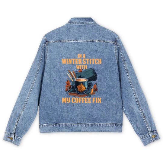 In a winter stitch with coffee fix Men's Denim Jackets