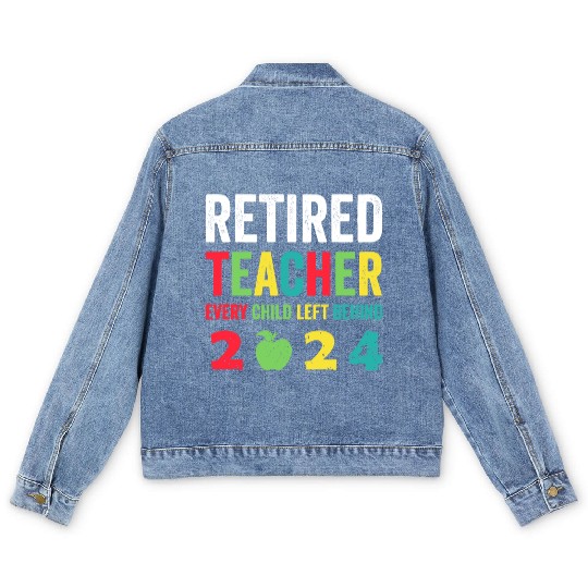 Retired Teacher EST 2024 Men's Denim Jackets