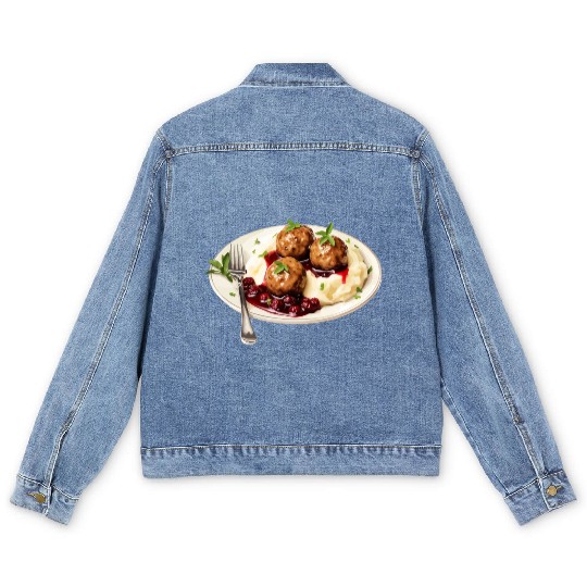 Swedish Meatballs Served With Mashed Potatoes and Men's Denim Jackets