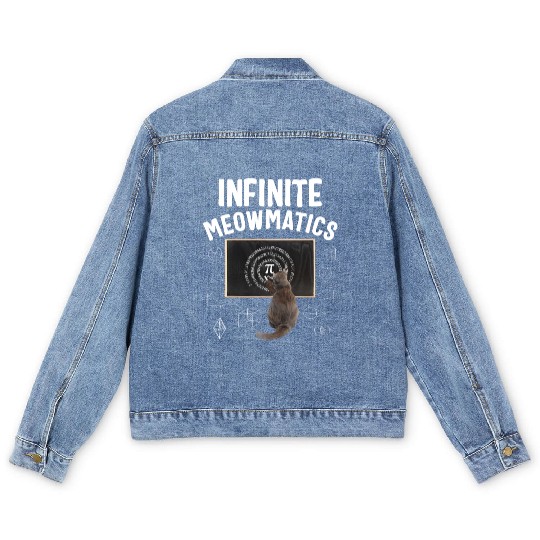Pi Day Men's Denim Jackets, Infinite Moewmatics Cat Scribbling