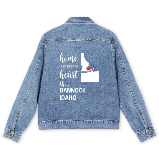 Bannock County Idaho Is Where My Heart Is Cool Men's Denim Jackets