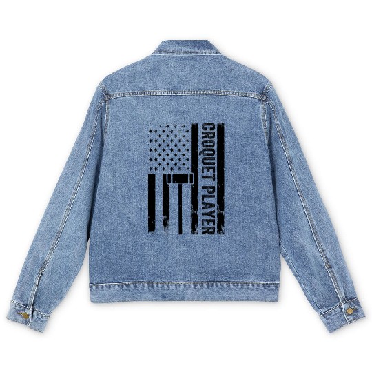 Croquet US Flag Croquet Player Men's Denim Jackets