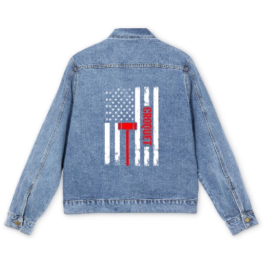 Croquet US Flag Croquet Player Men's Denim Jackets
