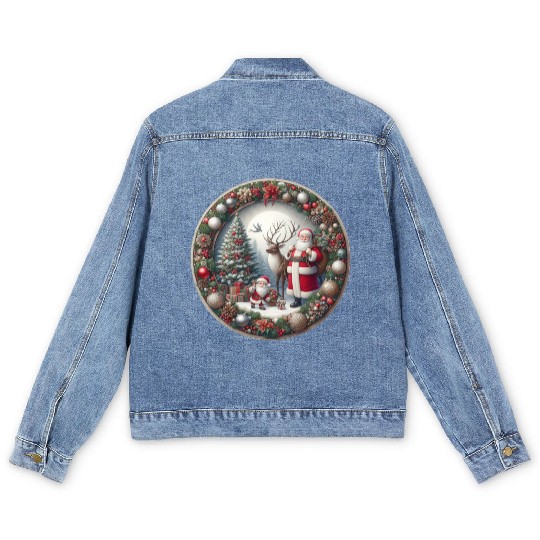 Happy Santa Claus: Traditional Christmas Image Men's Denim Jackets