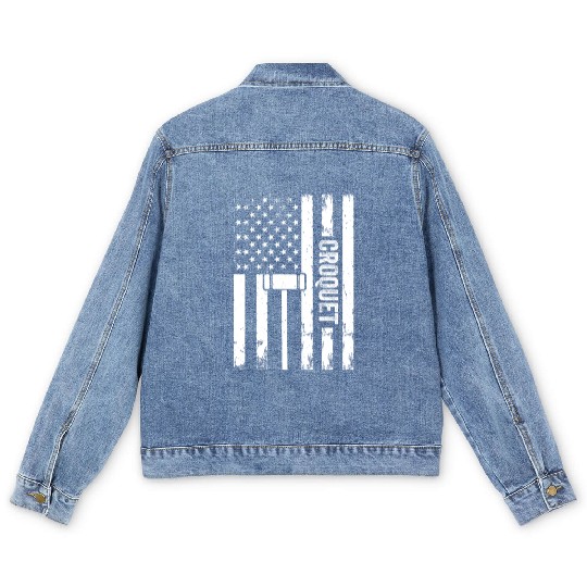 Croquet Player Croquet US Flag Croquet Men's Denim Jackets