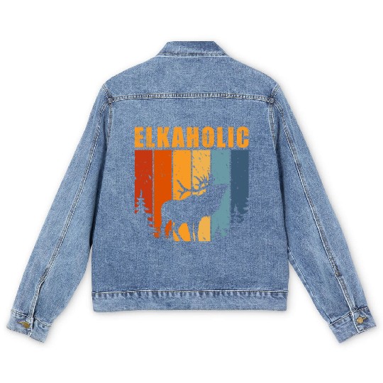 Elk Hunting Elkaholic Hunters Men's Denim Jackets