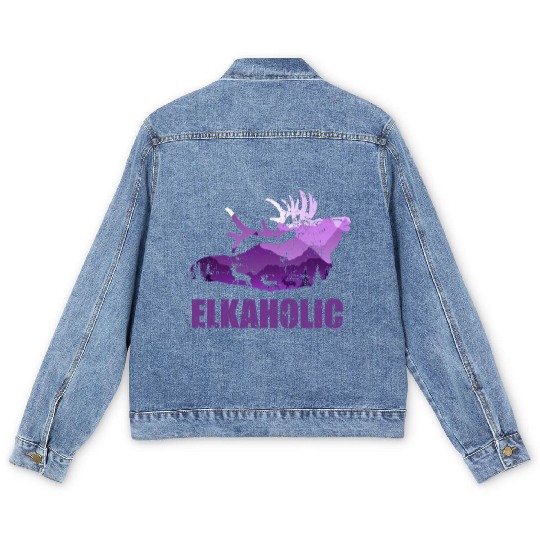 Elk Hunting Elkaholic Hunters Men's Denim Jackets