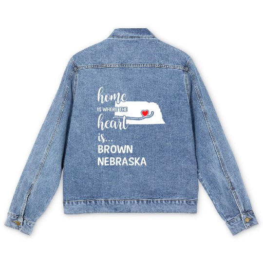 Brown County Nebraska Is Where My Heart Is Gift Men's Denim Jackets