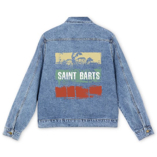 Saint Barts Artistic Vacation Souvenir Abstract Men's Denim Jackets