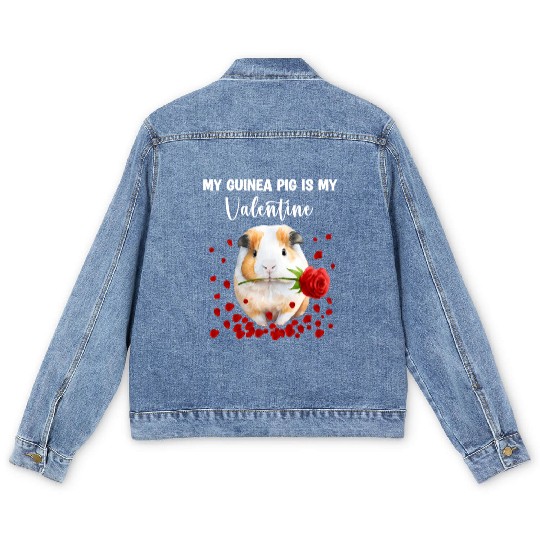 My Guinea Pig Is My Valentine Men's Denim Jackets