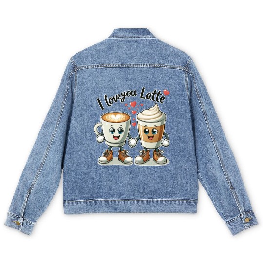 The perfect Valentine's Day gift I love you latte Men's Denim Jackets