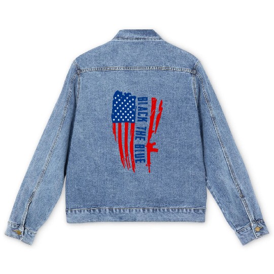 Black the blue American Oilfield USA Flag Men's Denim Jackets
