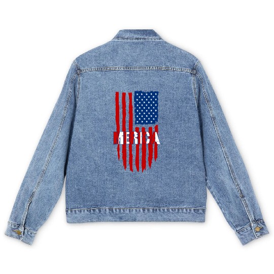 American Flag Merica Men's Denim Jackets