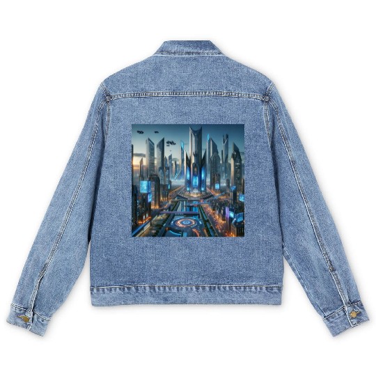 Future Metropolis Neon Lights and Advanced Men's Denim Jackets