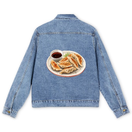 Japanese Pan Fried Dumpling Gyoza Men's Denim Jackets