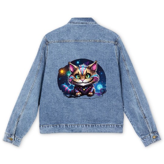 Fantasy Cheshire Cat Smile, Alice in Wonderland Men's Denim Jackets