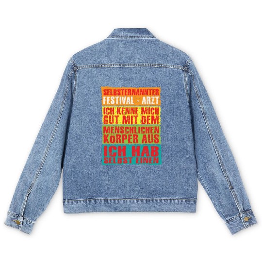 Festival doctor with human body Men's Denim Jackets