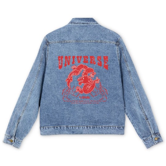 new year chinese dragon Men's Denim Jackets