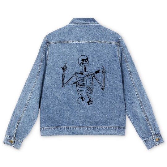Skeleton pierced Fuck off Men's Denim Jackets